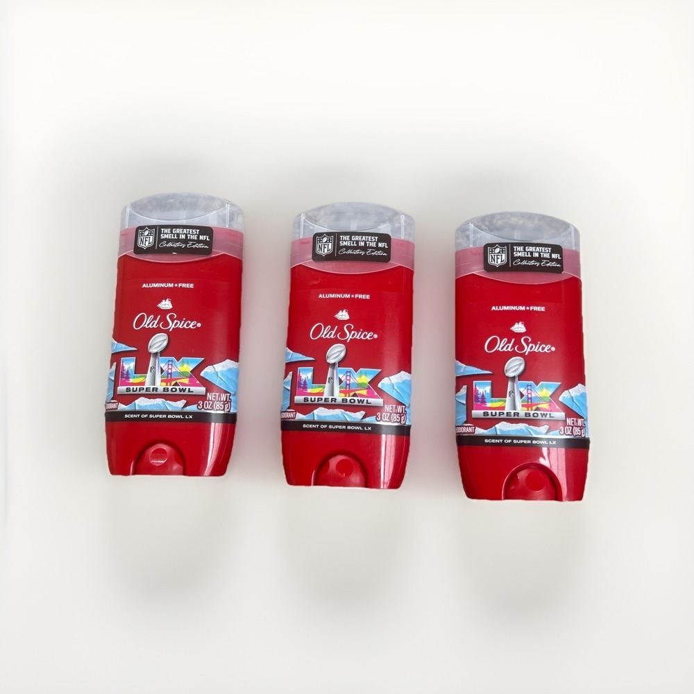 LOT (3) OLD SPICE SCENT OF SUPER BOWL LX DEODORANT ALUMINUM FREE 3 OZ LTD ED